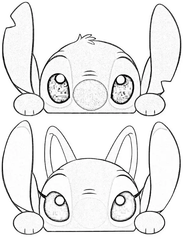 desenhos fofos stitch e angel