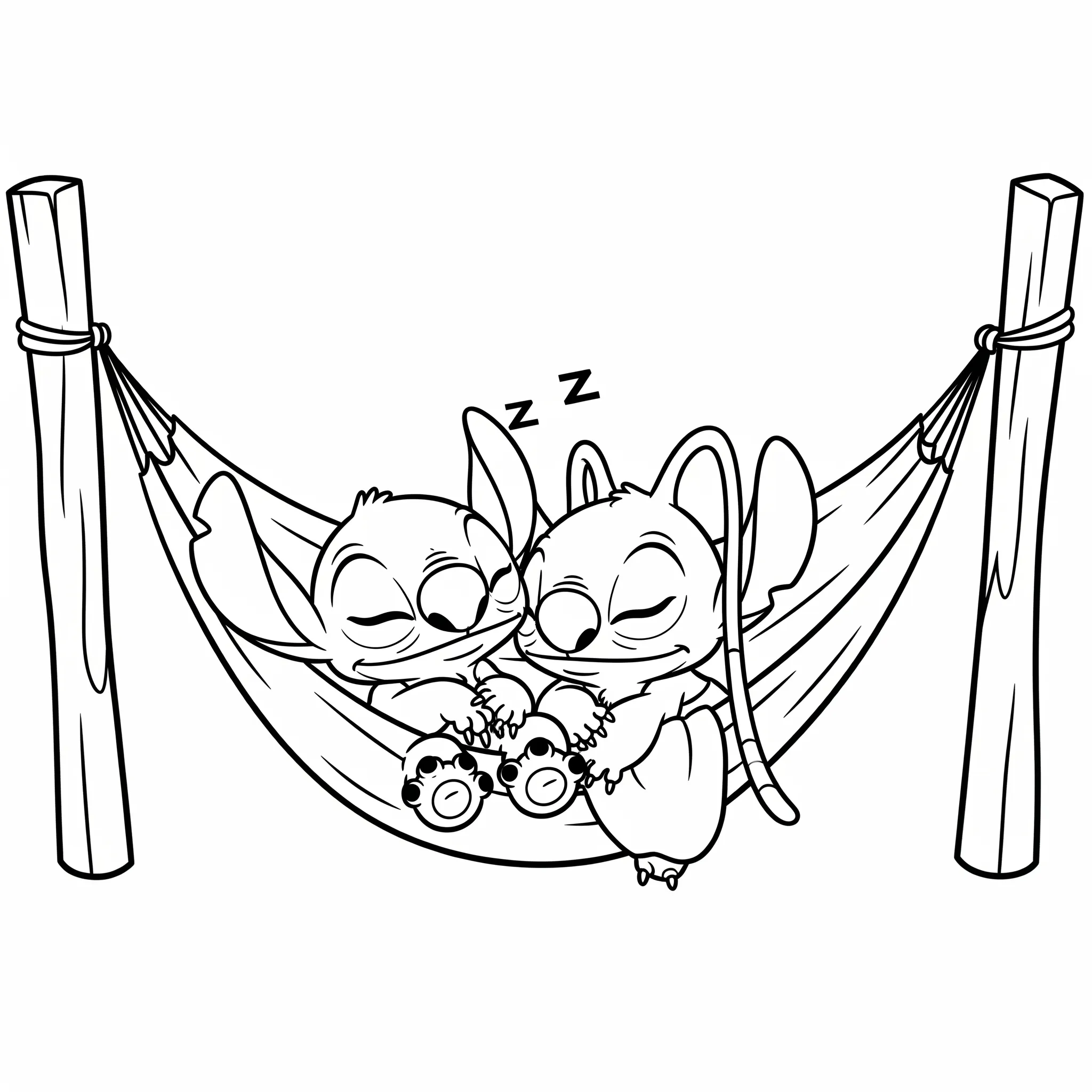 stitch e angel casal para colorir