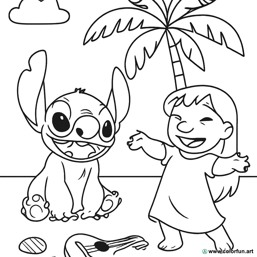 Stitch kawaii para colorir