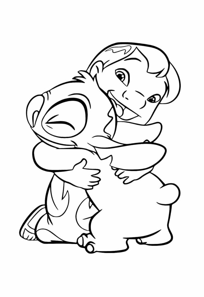 Stitch com Angel para colorir