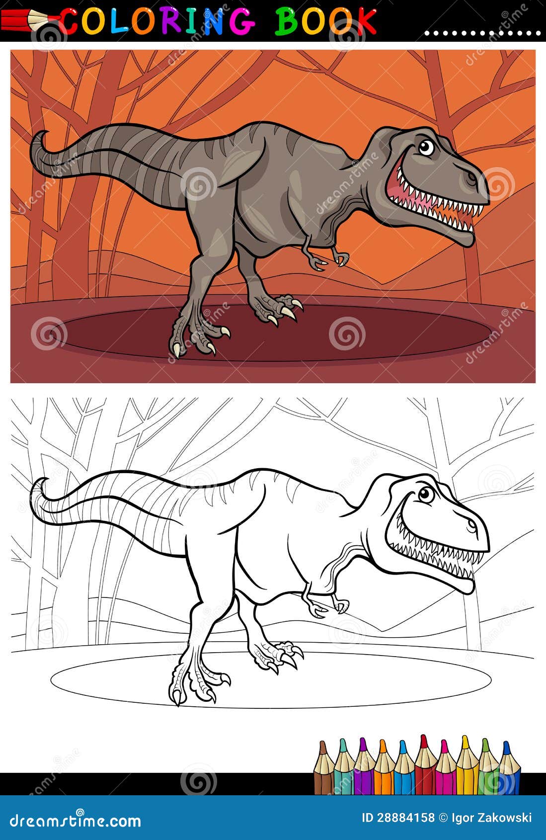 Desenho de dinossauro T-Rex para colorir