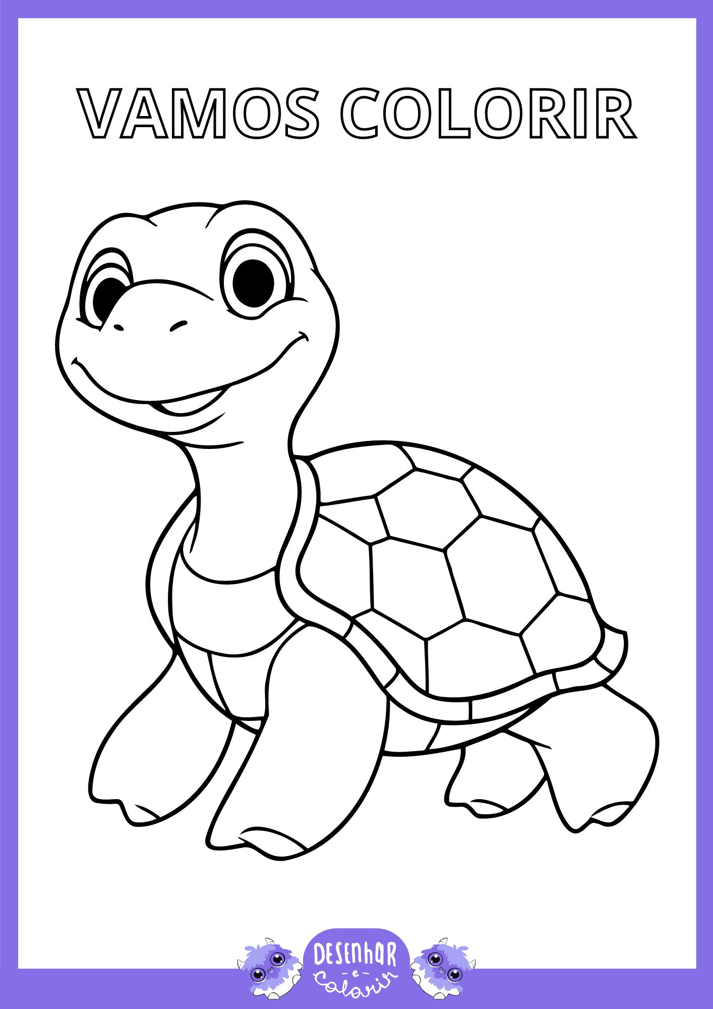 tartaruga kawaii para colorir