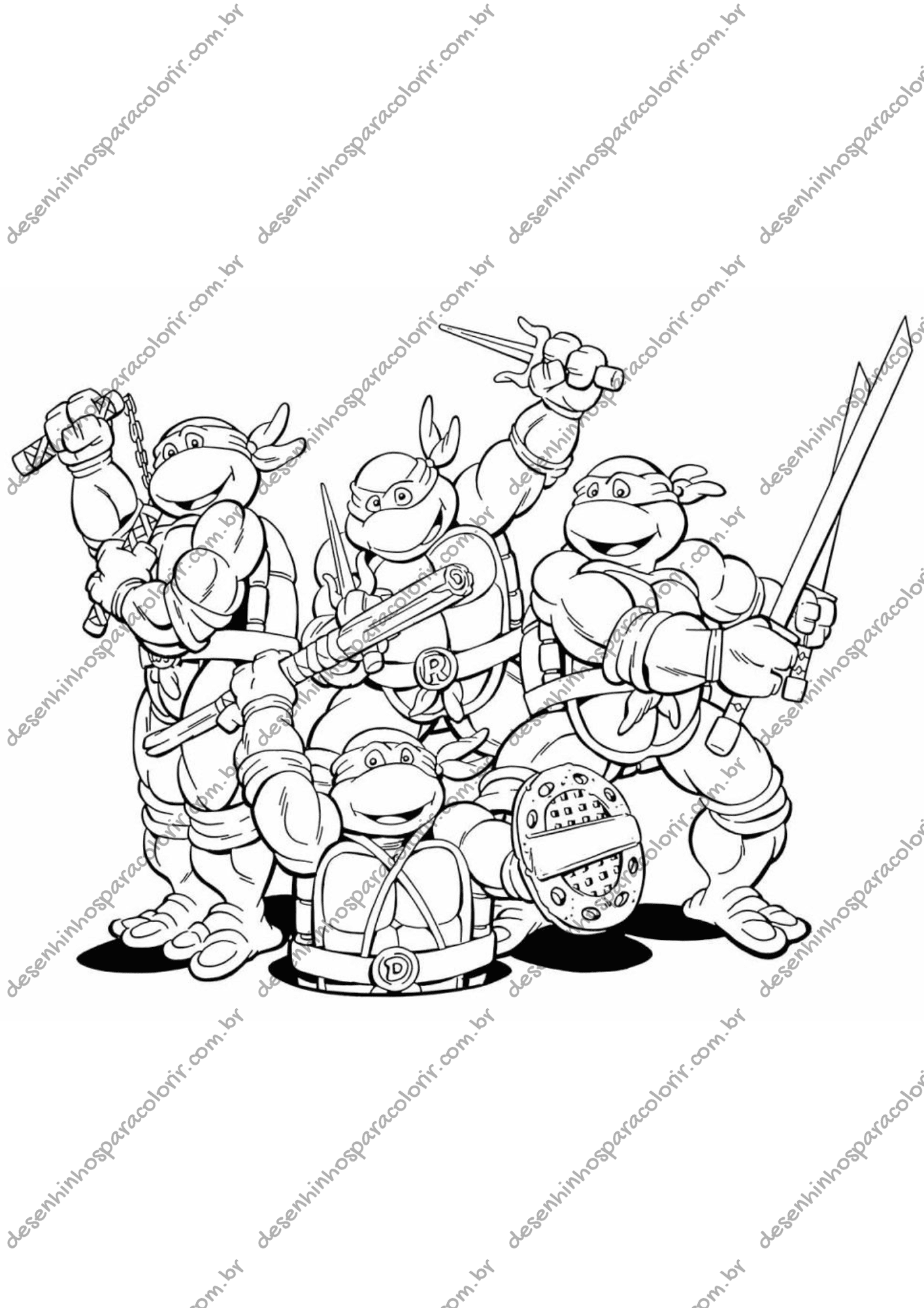 guia de cores das tartarugas ninja para pintura
