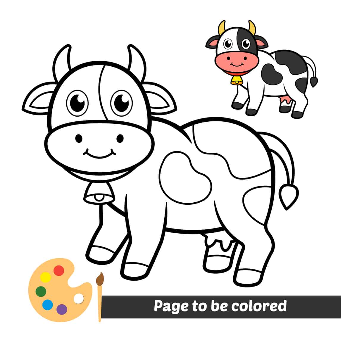vaca preta e branca para colorir