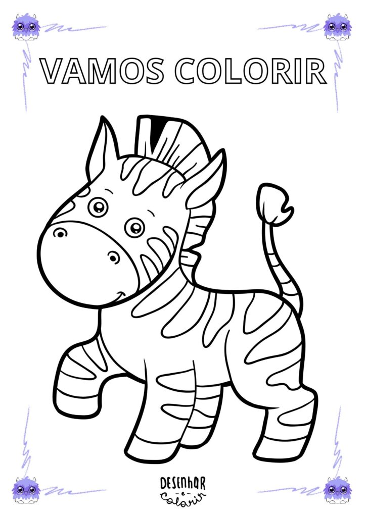 zebra em aquarela para colorir