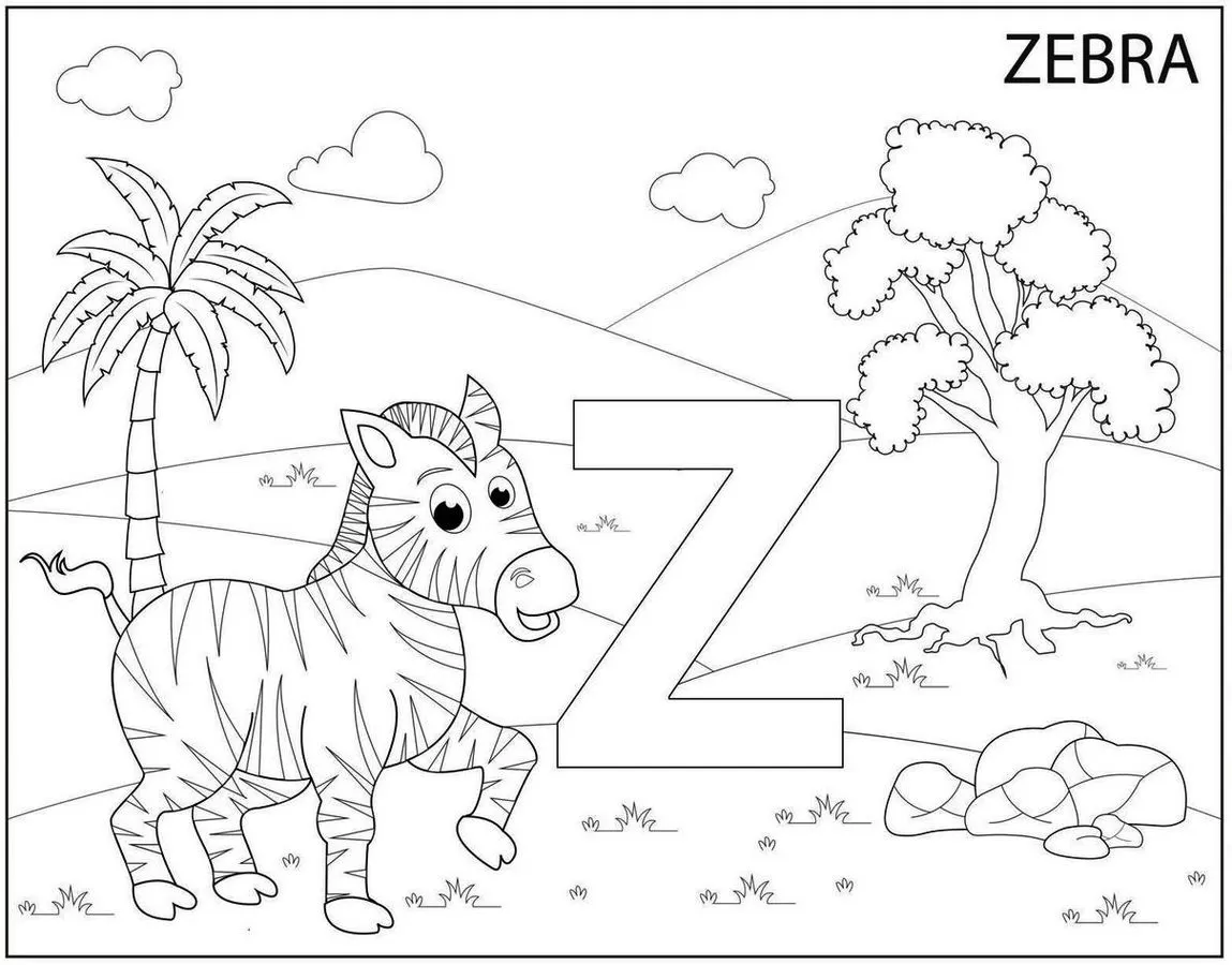 zebra e outros animais da savana para colorir