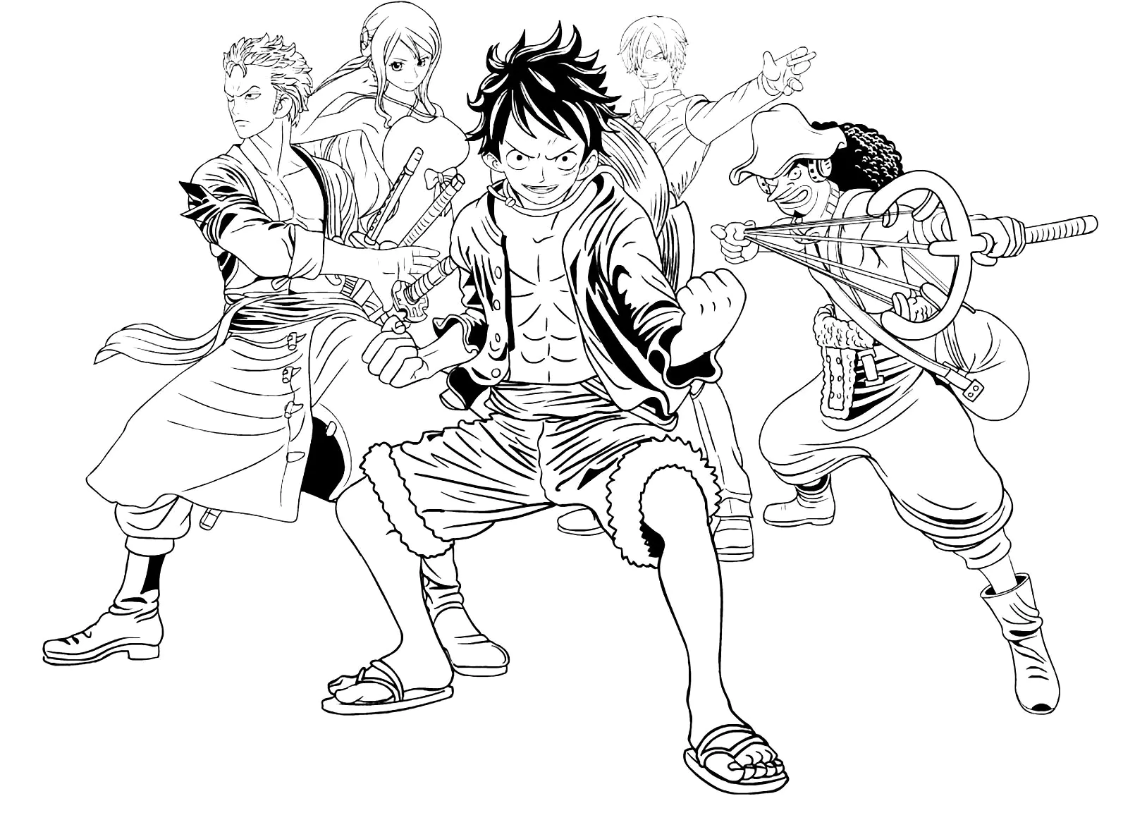 zoro com tres espadas para colorir